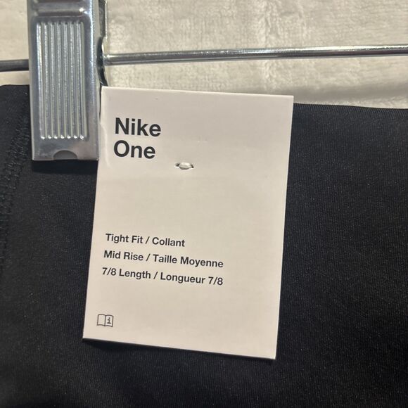 Nike One Swoosh Dri-Fit 7/8 Mid Rise Leggings Women's Medium Activewear Black - Picture 9 of 13